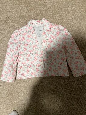Janie and Jack White Blazer with Pink Floral Print